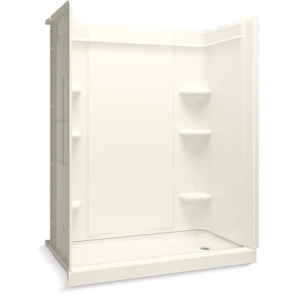 KOHLER Medley 60 in. W x 76.75 in. H 4-Piece Glue up Vikrell Alcove Shower Wall Surround in Biscuit