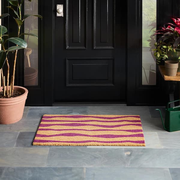 Ravine Abstract Purple 18 in. x 30 in. Mountain Coir Door Mat