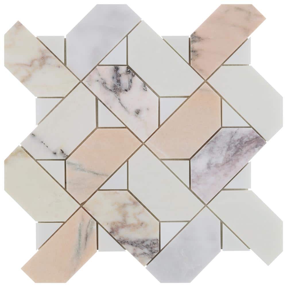 Sheba Grace Peach 6.41 in. x 0.31 in. Polished Marble Luxury Mosaic Floor and Wall Tile Sample price history on PriceWatchPro