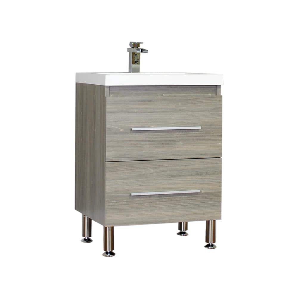 The Modern 23.5 in. W x 18.875 in. D Bath Vanity in Gray with Acrylic Vanit