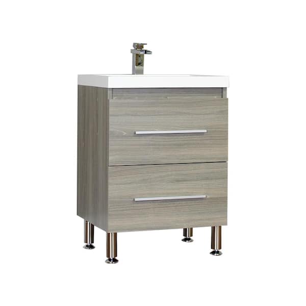 Unbranded The Modern 23.5 in. W x 18.875 in. D Bath Vanity in Gray with Acrylic Vanity Top in White with White Basin