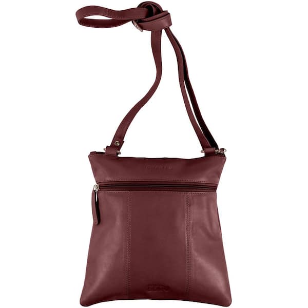 Champs Leather Crossbody Bag with RFID Protection O/S / Burgundy