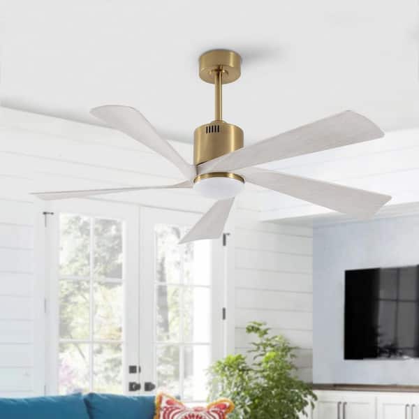 52 in. 5-Blade Indoor Gold Ceiling Fan with LED Light and Remote Control
