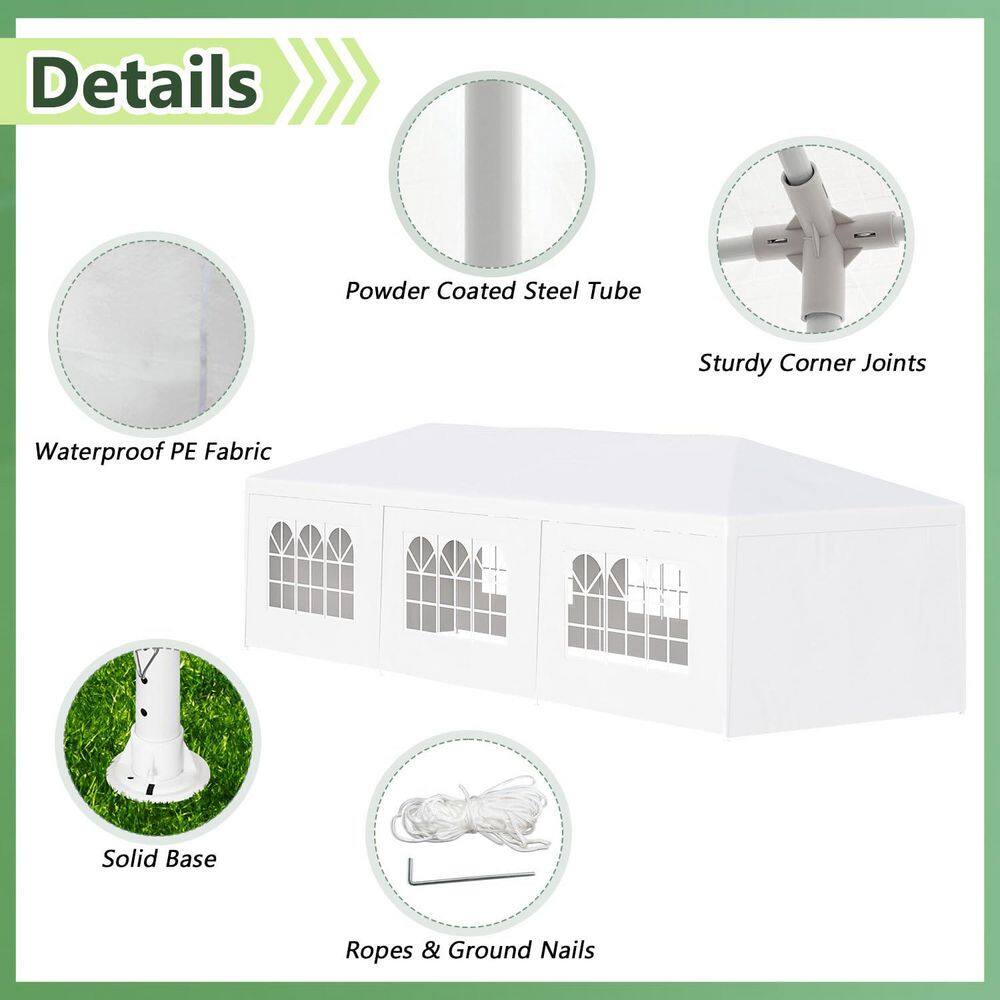 White 10 ft x 30 ft Outdoor Canopy Tent with Removable Sidewalls