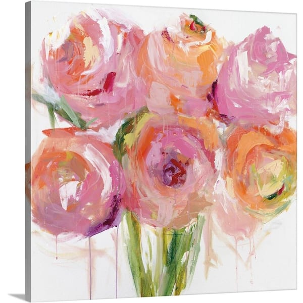 Festive, Floral Watercolor Rose Bouquet, Green and Pink Wrapping Paper by  Megan Morris