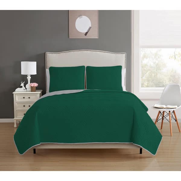 TURQUOISE AND GREEN REVERSIBLE BASIC COMFORTER SET 2 PCS TWIN SIZE