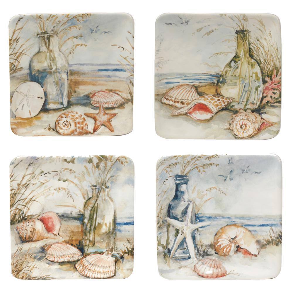 Coastal Landscape Multicolored Earthenware Dinner Plate Set Of 4 price history on PriceWatchPro