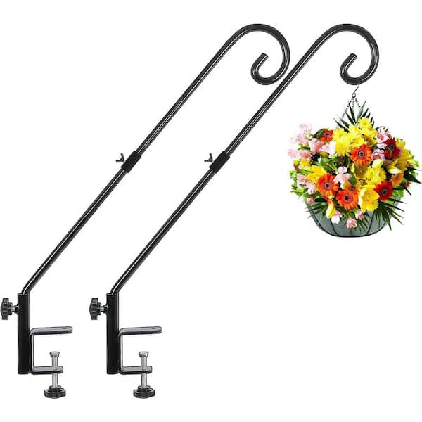 Unbranded 31 in. Steel Heavy Duty Deck Hook for Railing 2 Pack Non-Slip Clamp 360° Swivel Black Iron
