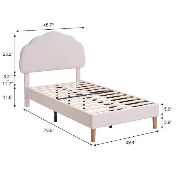 VECELO Kids Cloud Headboard Twin Bed Frame - Children's