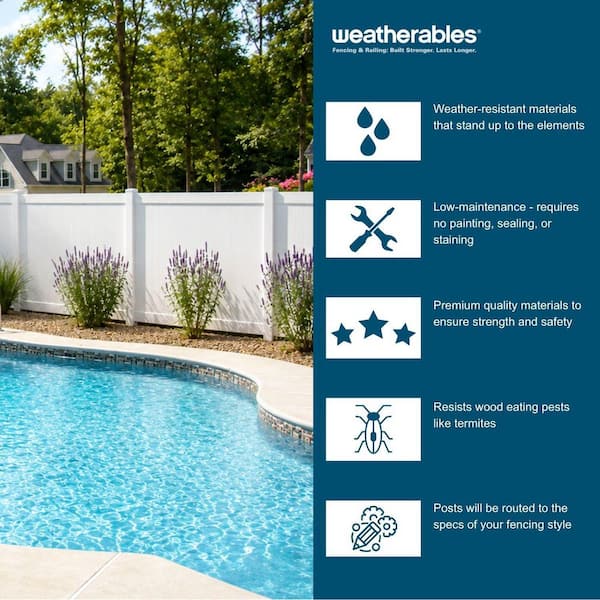 Weatherables 5 in. x 5 in. x 9 ft. Vinyl Fence End Post LWPT-END