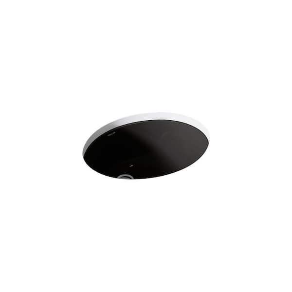 Caxton 17 in. x 14 in. Undermount Bathroom Sink in Black Black Vitreous China with Drain