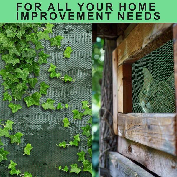 KIWDZFU 15.7 in. x 19.7 ft. Green Plastic Chicken Wire Mesh with