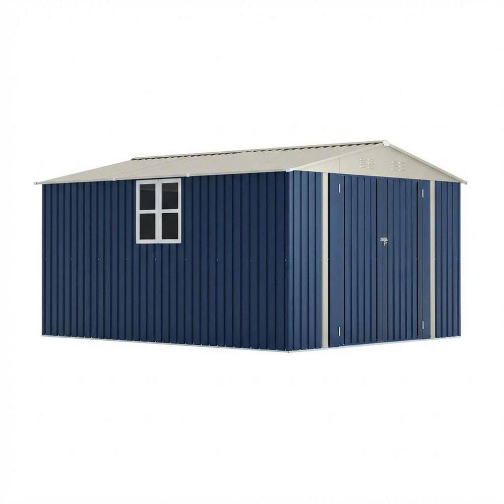 10 ft. W x 12 ft. D Outdoor Metal Storage Shed with Window & Double Door, Blue (120 sq. ft.) price history on PriceWatchPro