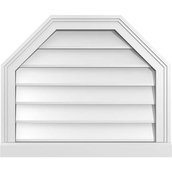 Ekena Millwork 24" x 20" Octagonal Top Surface Mount PVC Gable Vent: Non-Functional with Brickmould Sill Frame