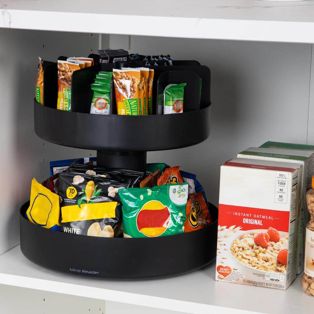 360-Degree Black Plastic 2-Tier Granola Bar Storage Station