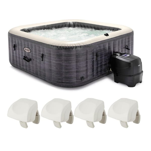 Intex 94" x 28 " PureSpa Plus 6-Person Greystone Inflatable Hot Tub Spa, , with 4 Headrest Pillows