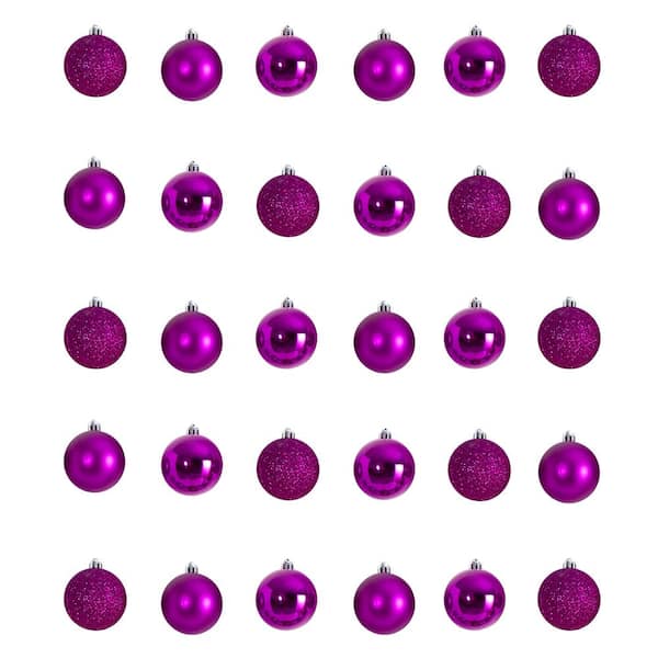 Nearly Natural 2.5 in. Shatterproff Holiday Christmas Ornament Set with Re-Useable Storage Container (30-Pack)