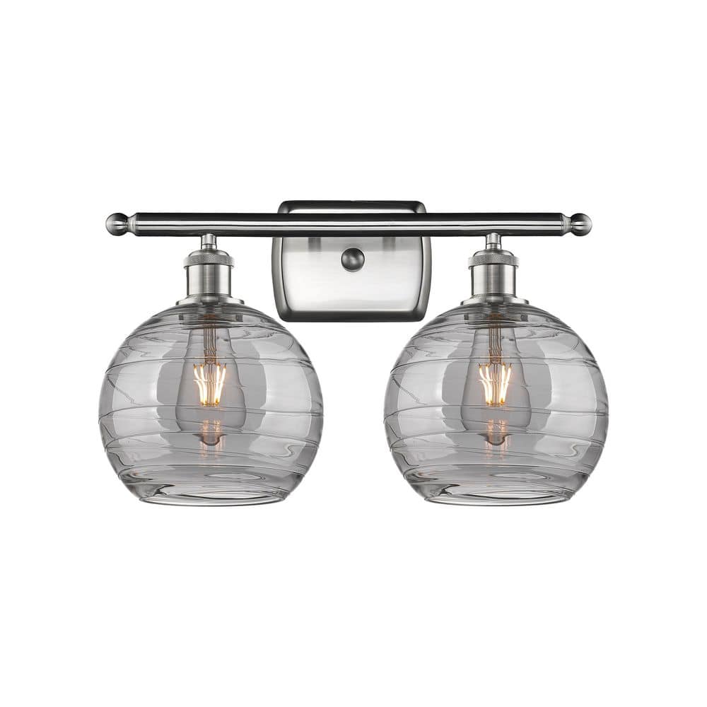Athens Deco Swirl 18 in. 2-Light Brushed Satin Nickel Vanity Light with Glass Shade price history on PriceWatchPro