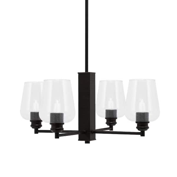 Unbranded Albany 23 in. 4 Light Espresso Chandelier with Clear Bubble Glass Shades
