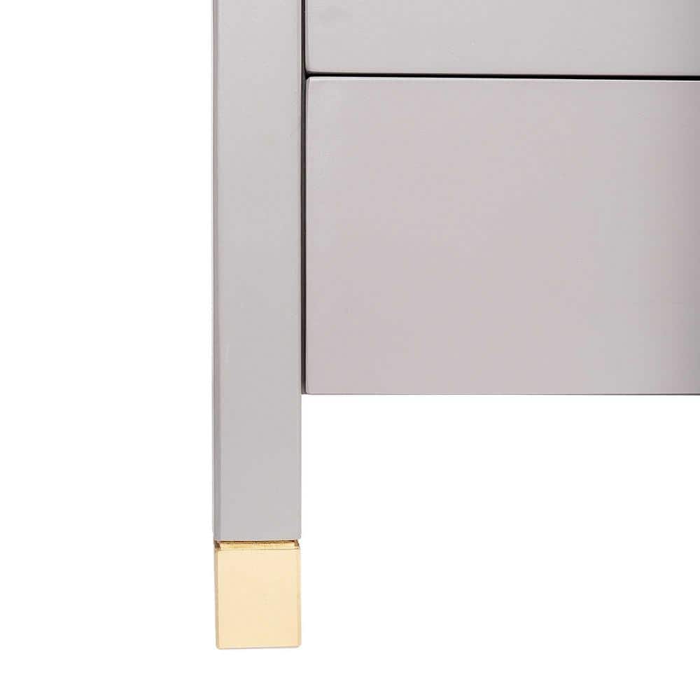 Gray Solid Wood 2-Drawer Nightstand with Shelf