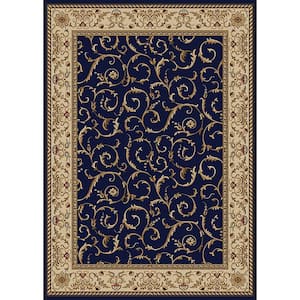 Como Navy 3 ft. x 5 ft. Traditional Floral Scroll Area Rug