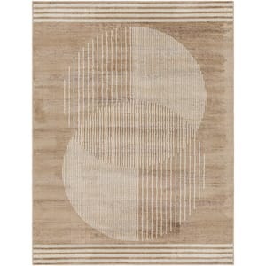 Floransa Pale Taupe Modern 8 ft. x 10 ft. Indoor Area Rug
