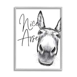 "Animal Humor Nice Arse Donkey Bathroom Phrase" by Lettered and Lined Framed Animal Wall Art Print 11 in. x 14 in.