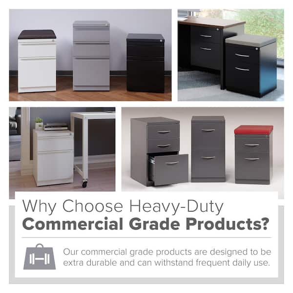 Flash Furniture Contemporary Gray 3-Drawer Filing Cabinet, Commercial Grade Metal Construction, Lockable, Ergonomic Mobile Design