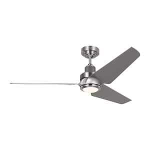 Ruhlmann 52 in. Integrated LED Indoor/Outdoor Brushed Steel Smart Ceiling Fan with Remote Control and Reversible Motor
