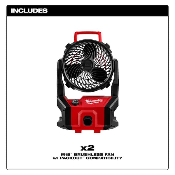 M18 18-Volt Lithium-Ion Brushless Cordless PACKOUT Jobsite Fan (2-Tool)
