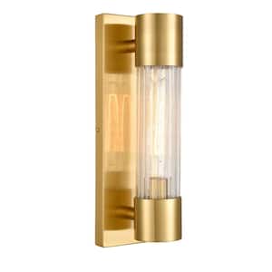 10.39 in. 1 Light Brass Modern Wall Sconce with Standard Shade