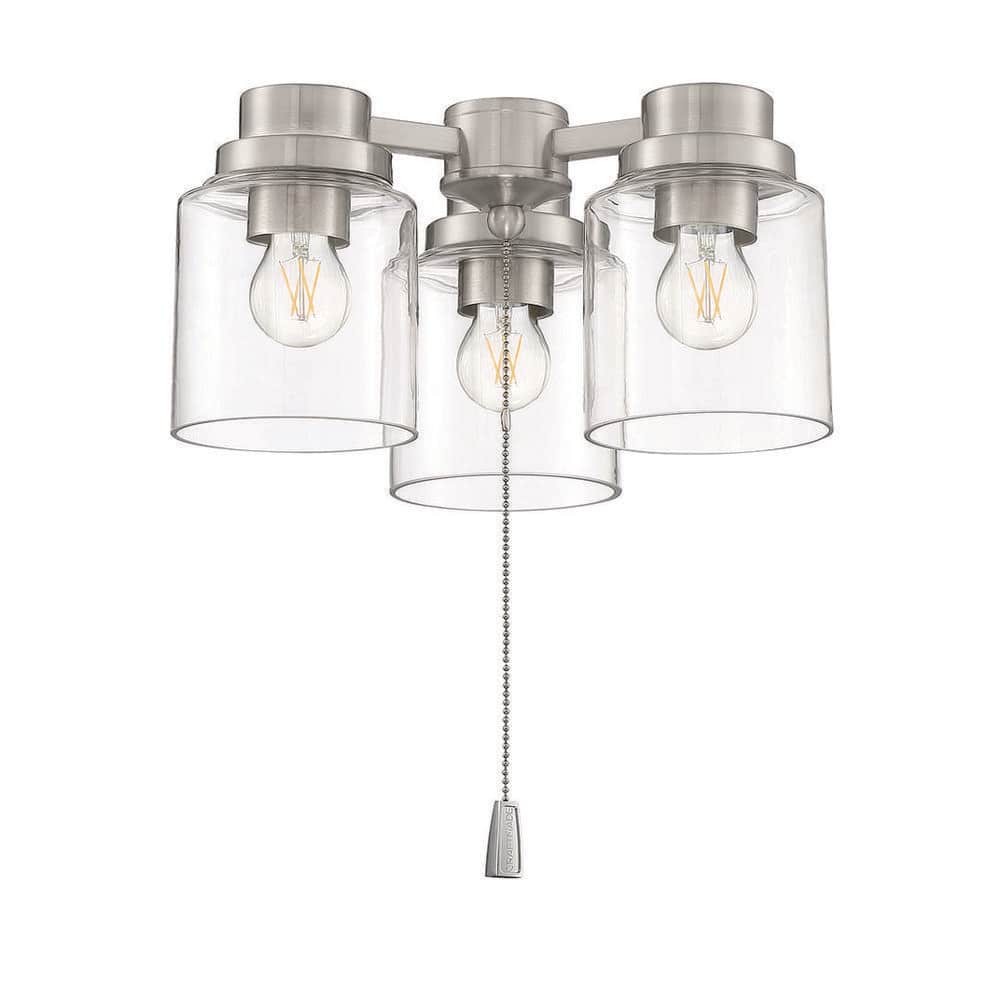 Unity 3-Light Indoor Brushed Polished Nickel Finish 3000K Universal LED Ceiling Fan Light Kit with Clear Glass Shades price history on PriceWatchPro