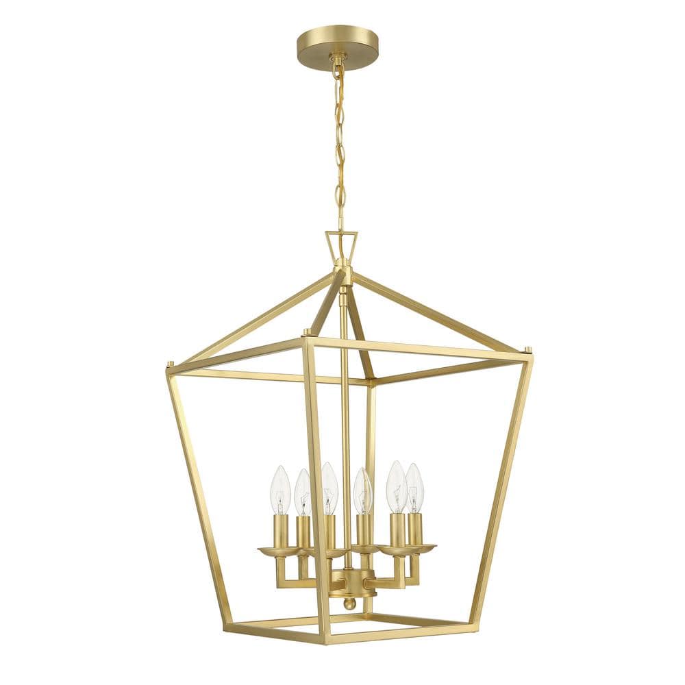 Hukoro Alfa 16 in. 6-Light Geometric Cage Lantern Pendant Light with Soft  Gold Finish FAY-US-LT-109-SG - The Home Depot