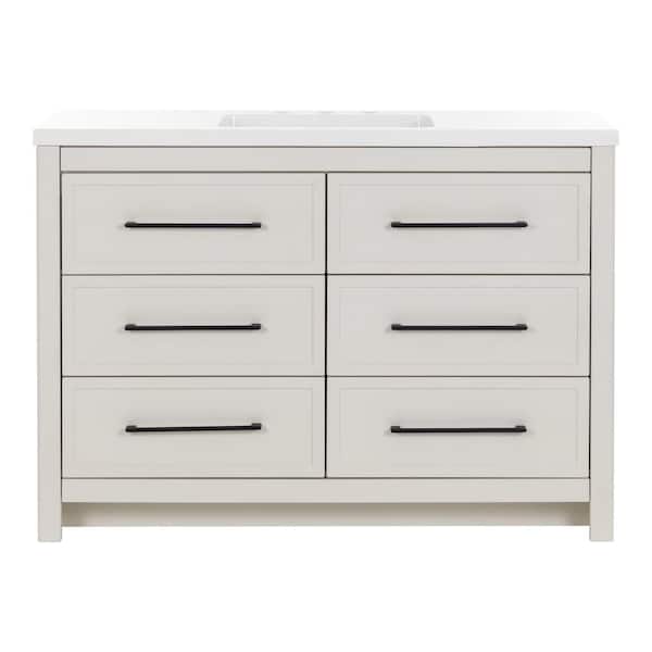 Hailey 49 in. Single Sink Soft Beige Bath Vanity with White Cultured Marble Top (Assembled)