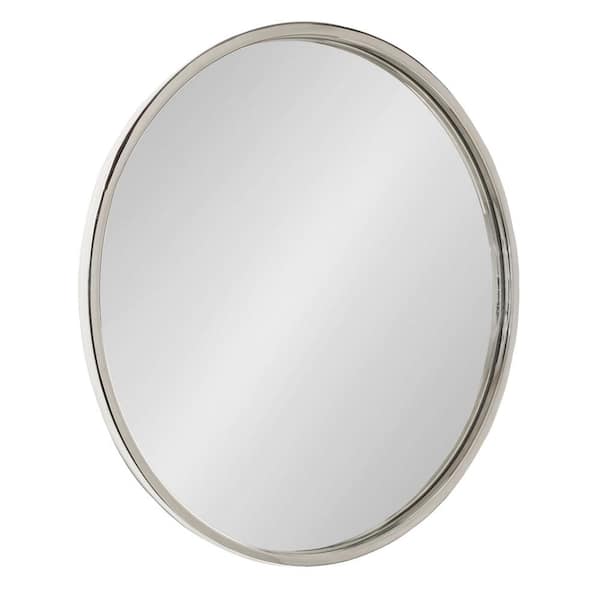 Kate and Laurel Rowla 24.00 in. H x 24.00 in. W Round Metal Framed Silver Mirror
