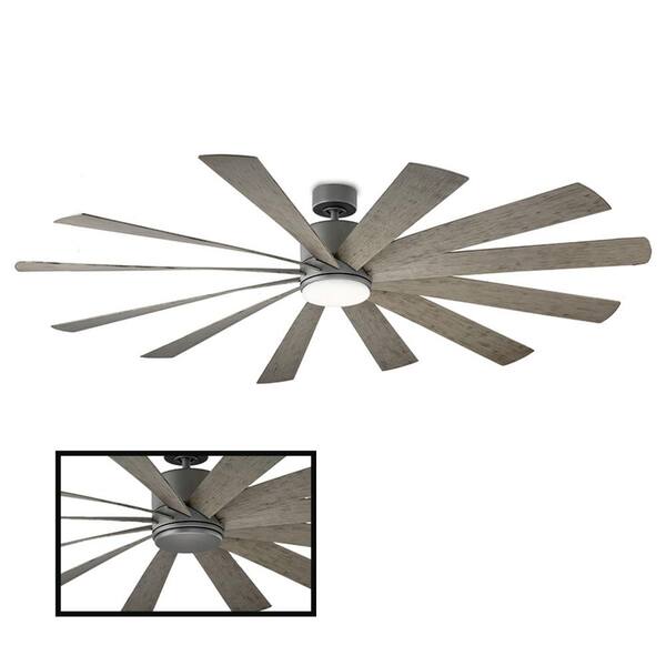 Modern Forms Windflower 80 in. Smart Indoor/Outdoor 12-Blade Ceiling Fan Graphite Weathered Grey with 3000K LED and Remote Control