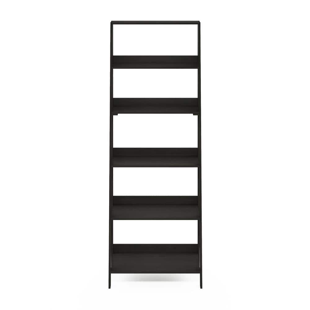 Espresso Wood 6-Tier Ladder Bookcase Display Shelf