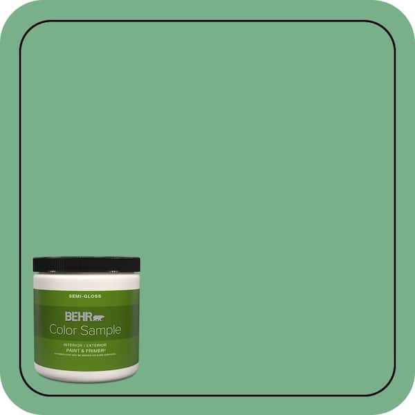 BEHR PREMIUM PLUS 8 oz. #M410-5 Green Bank Semi-Gloss Interior/Exterior ...