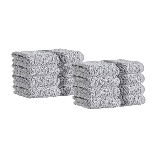 Unbranded Anton 8-Pieces Silver Turkish Cotton Wash Towels