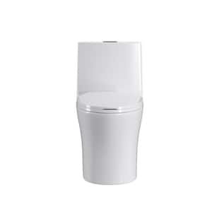 1-Piece 1.27 GPF Dual Flush Elongated Standard Height Toilet in Gloss White, Seat Included