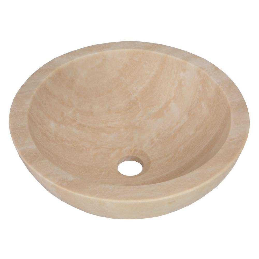 Eden Bath 14'' Beige Travertine Stone Vessel Sink