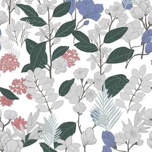 Floral Peel and Stick Removable Wallpaper Self Adhesive Paper for Cabinet/Wall, 17.3 in. x 16.4 ft. (Covers 23.7 sq.ft.)