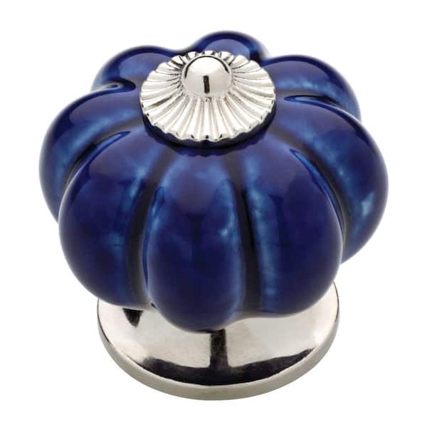 Liberty Ceramic Melon 1-1/2 in. (38 mm) Navy Blue Round Cabinet Knob