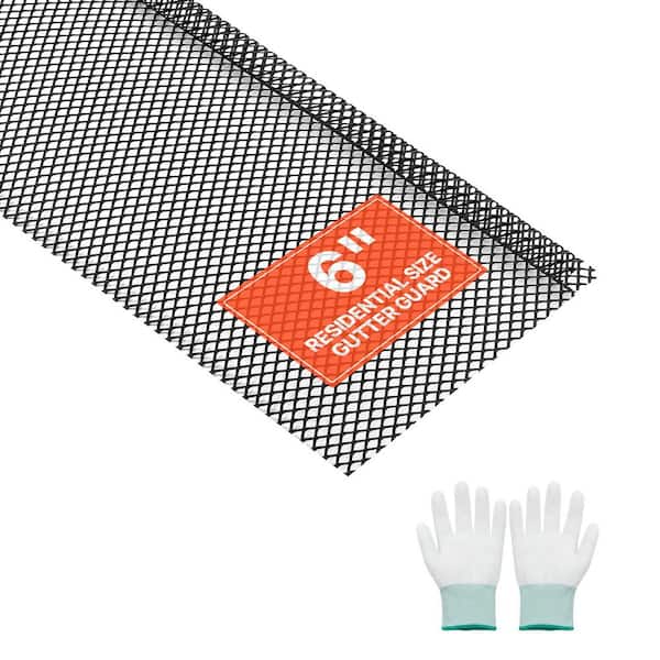 Gutter Guard, 6 in. Powder-Coated Steel Gutter Screen, Heavy-Duty 75 ft. Length, Leaf Guard for Debris, 25 Pack, Black