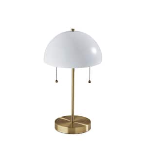 Bowie 18 in. Antique Brass and White Table Lamp