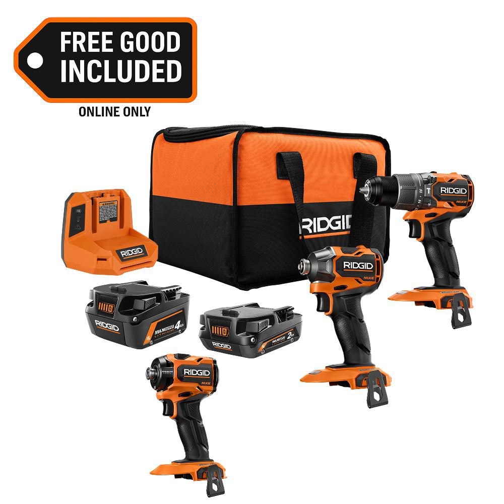 Ridgid 18V NUKE SubCompact Brushless 2-Tool Combo Kit w/ (2) MAX Batteries, & Charger w/ 18V NUKE Stealth Force Pulse Driver