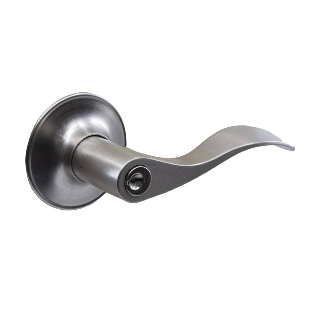 Satin Nickel Curved Lever Entry Set with Deadbolt
