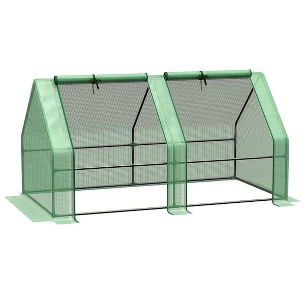 6' x 3' x 3' Portable Steel Mini Greenhouse-Durable Planter Shelter with Large Zipper Doors and Reinforced PE Cover