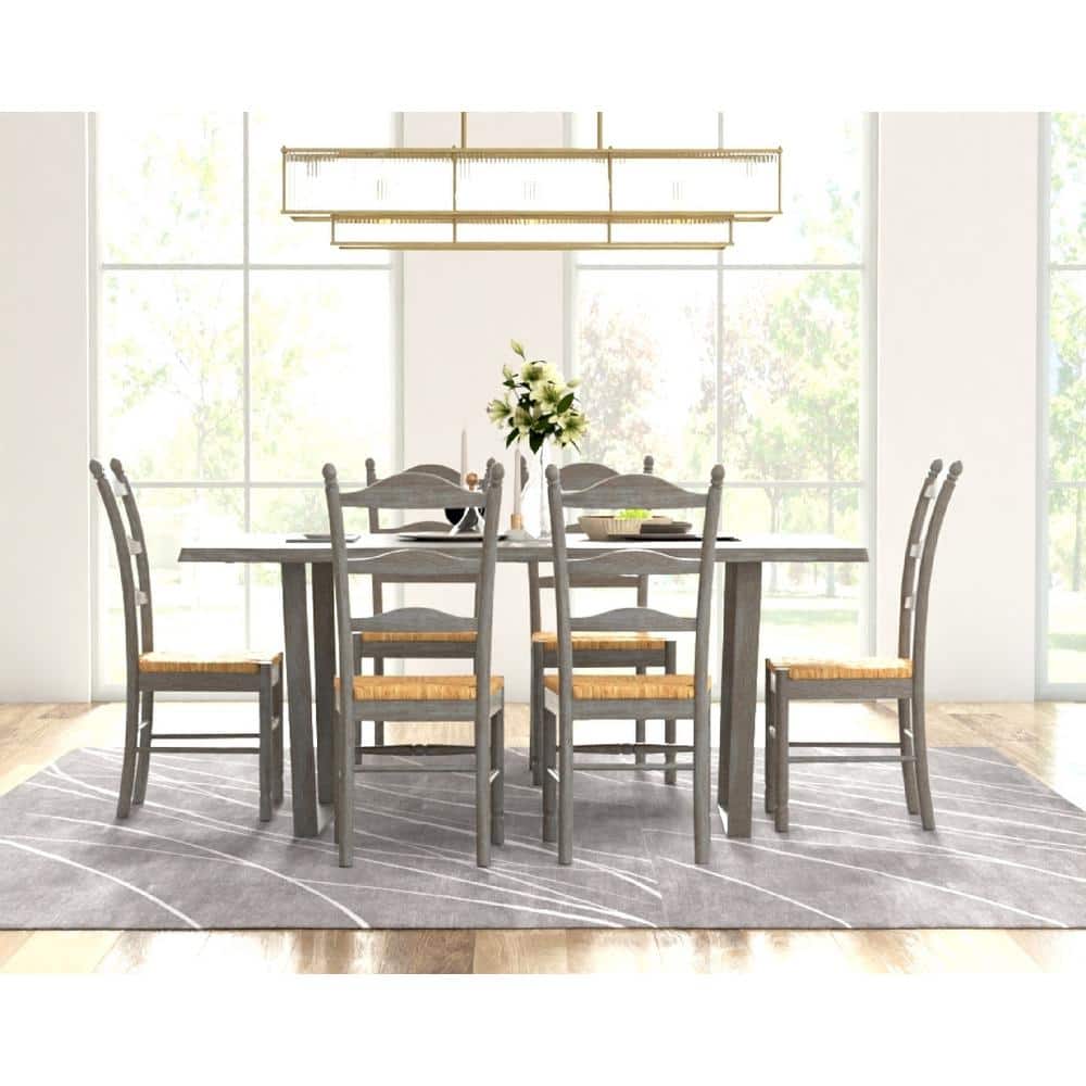 Vera Natural Driftwood Ladderback Wood Side Chair with Cane Seat