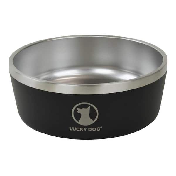 Lucky Dog INDULGE 40 oz. 5 Cup Double Wall Stainless Steel Dog Bowl To Non Slip To Lifetime Warranty in Black